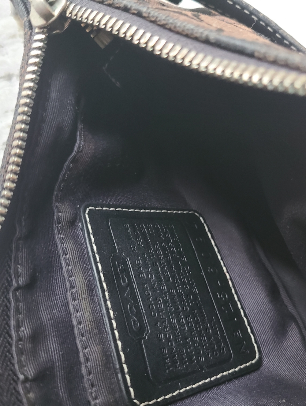Coach Dark Brown Signature Canvas Shoulder Bag with Black Trim No. 125-6094 - Picture 12 of 12